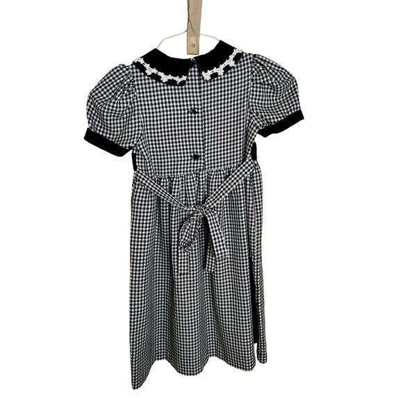 Rare Editions Girls Size 6 Black and White Gingham Dress with Lace Collar - Picture 3 of 6